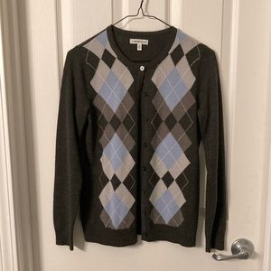 Women’s Croft&Barrow cardigan, gray with blue color block, size XS